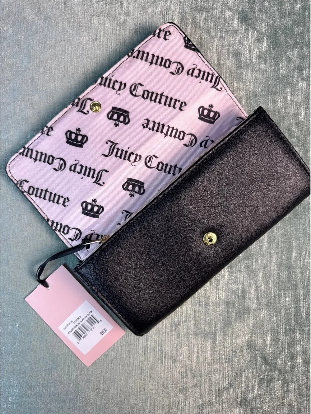 Juicy Couture Straight From the Heart Black Flap Wallet NWT